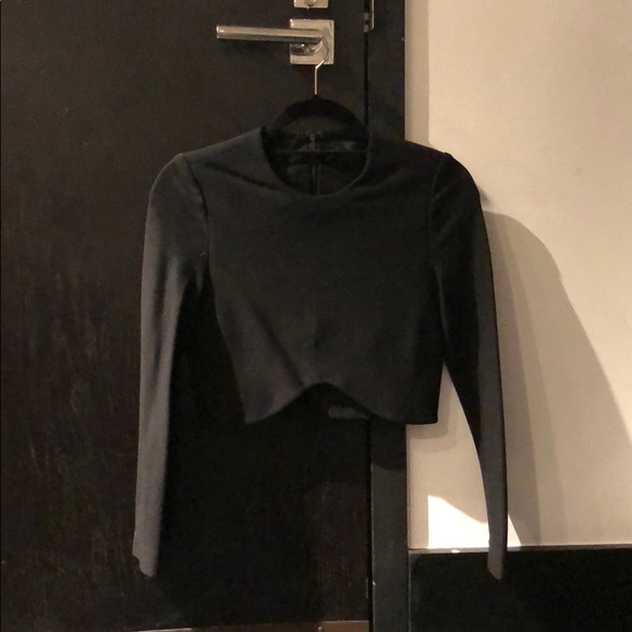 Log sleeve black crop top - Picture 1 of 2